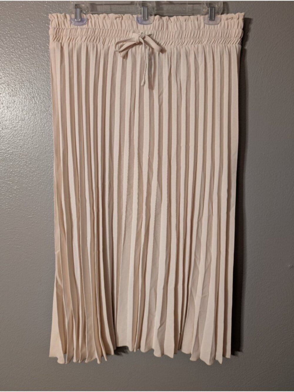 Emery Rose Beige Pleated High Waist Midi Skirt L sw230206795893 Minimalist Chic - Picture 2 of 6